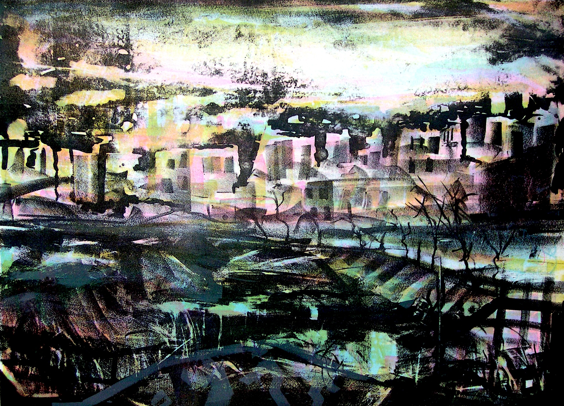 Taşbaskı 'Kayaköy' 40x60cm 1998